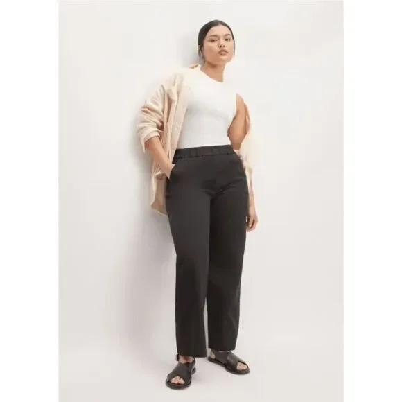 NWOT Everlane Women's Black The Easy Pull On Elastic Waist Pants Medium - Picture 1 of 9